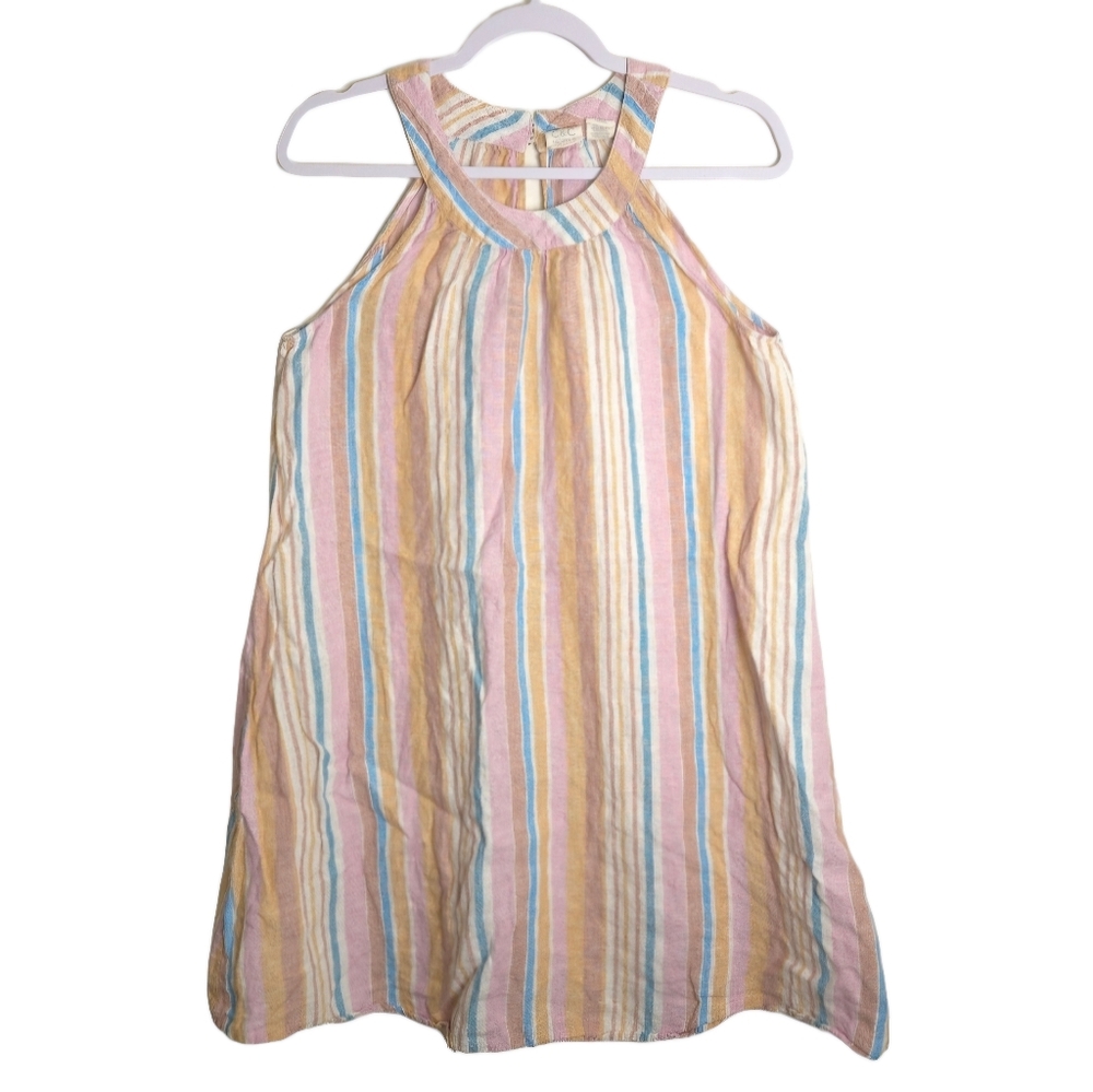 C&C California Boho Linen‎ Vertical Multicolor Mini Dress S